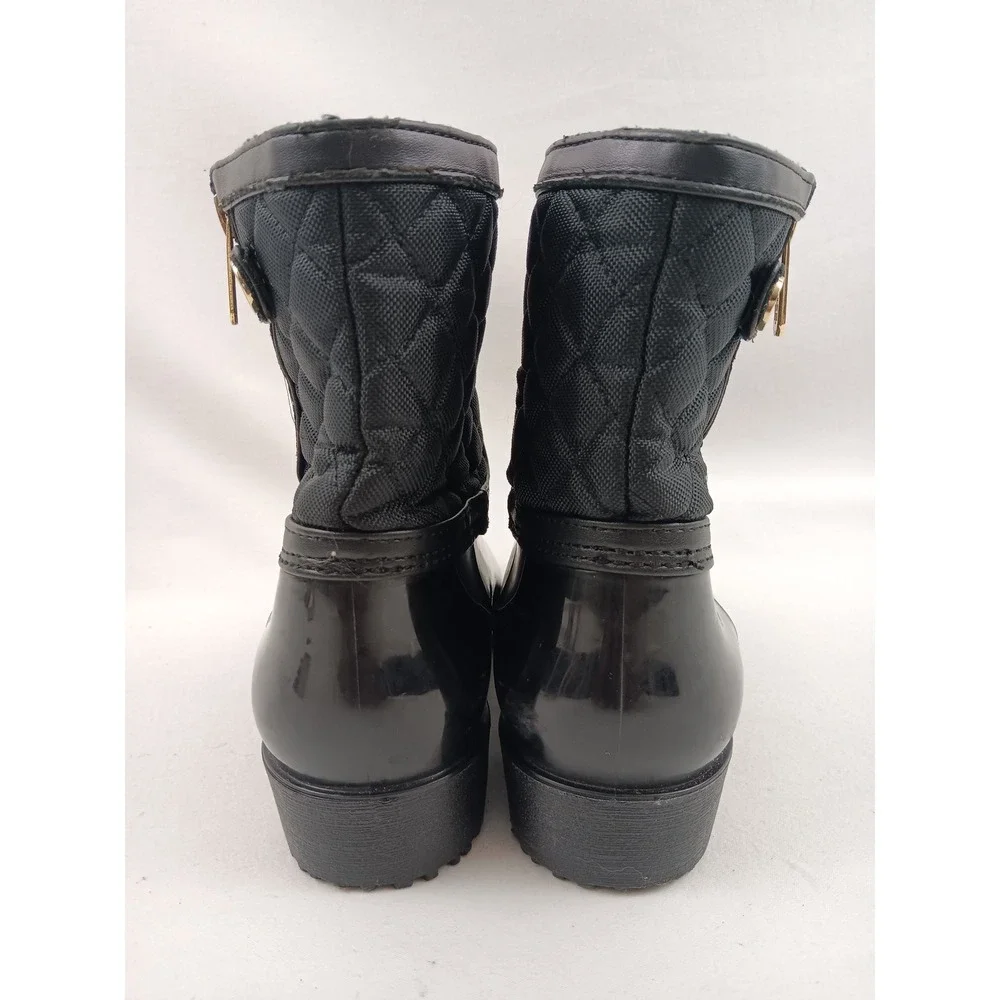 Tommy Hilfiger Francie Black Quilted Rain Boots Ankle‎ Booties Size 6M